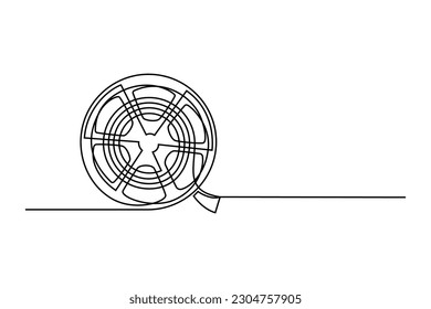 Kontinuierliche Zeichnen einer Linie Kinofilm-Streifen. Vintage-Kinoelement einzeln auf weißem Hintergrund. Vektorgrafik