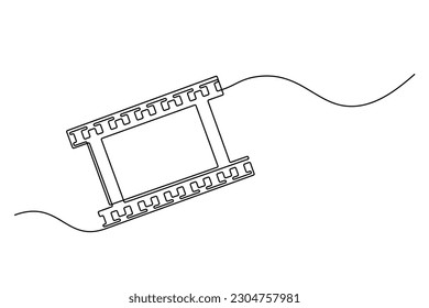 Kontinuierliche Zeichnen einer Linie Kinofilm-Streifen. Vintage-Kinoelement einzeln auf weißem Hintergrund. Vektorgrafik