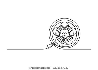 Continuous one line drawing cinema film strip. Vintage cinema element isolated on a white background. Vector illustration