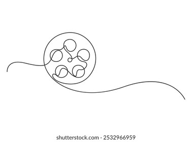 Continuous one line drawing cinema film strip. Vintage cinema element. Isolated on a white background Vector illustration