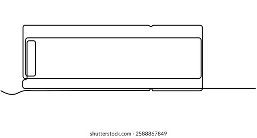 Continuous one line drawing cinema ticket. Vintage cinema ticket isolated on a white background. Vector illustration, Cinema tickets seamless texture for your background with trendy line art style.