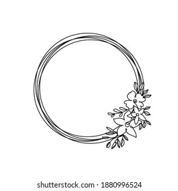 Continuous one line drawing  circular floral wreath. Vector illustration perfect for greeting cards, party invitations, posters, stickers, clothing. Floral sketch. Christmas, Birthday or Valentines da
