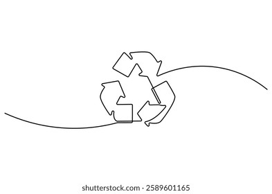 Continuous one line drawing of Circular economy. Single line drawing illustration of Circular economy . Environmental greening concept vector art. Line vector illustration