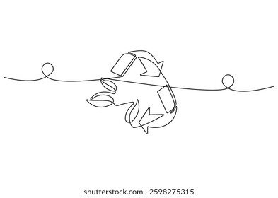 Continuous one line drawing of Circular economy. Single line drawing illustration of Circular economy . Environmental greening concept vector art. Doodle line illustration.

