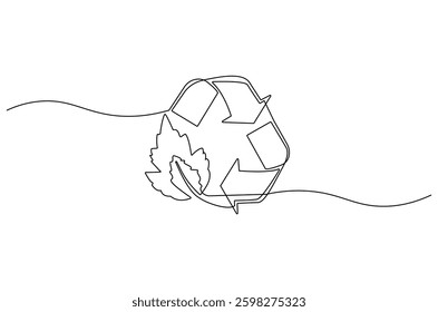 Continuous one line drawing of Circular economy. Single line drawing illustration of Circular economy . Environmental greening concept vector art. Doodle line illustration.
