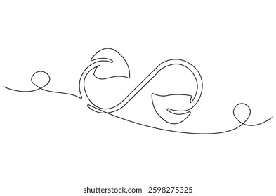 Continuous one line drawing of Circular economy. Single line drawing illustration of Circular economy . Environmental greening concept vector art. Doodle line illustration.
