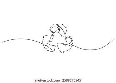 Continuous one line drawing of Circular economy. Single line drawing illustration of Circular economy . Environmental greening concept vector art. Doodle line illustration.
