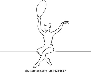 Continuous one line drawing circus artist. Circus. Tightrope walker and equilibrist. Circus performance. One continuous line isolated minimal illustration.Not AI.