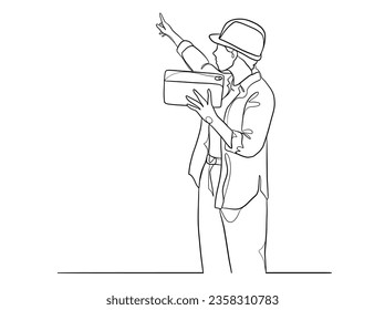 Continuous one line drawing of civil engineers illustration. Vector illustration.
