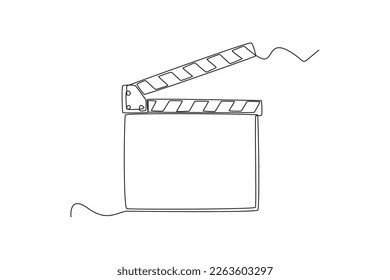 Kontinuierliches Einzeilenziehklappbrett. Konzept für Video-Shooting-Tools Einzeilige Zeichnung, Vektorgrafik.