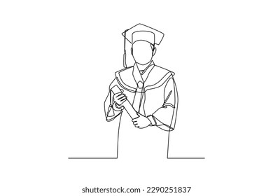 Continuous one line drawing class of 2023. Congrats Graduates. Graduation concept. Single line draw design vector graphic illustration.