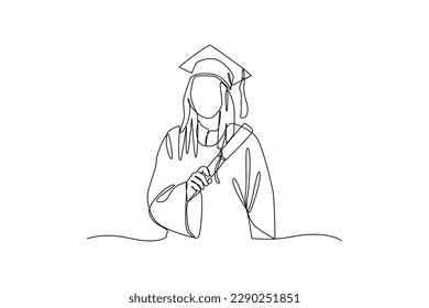 Continuous one line drawing class of 2023. Congrats Graduates. Graduation concept. Single line draw design vector graphic illustration.