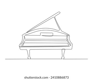 Continuous one line drawing of classic grand piano. Grand piano outline vector illustration. Editable stroke.