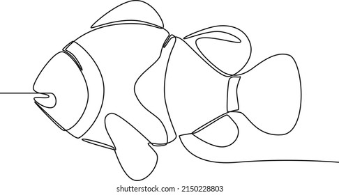 Continuous one line drawing clawn fish on white. international ocean day. Single line draw design vector graphic illustration.