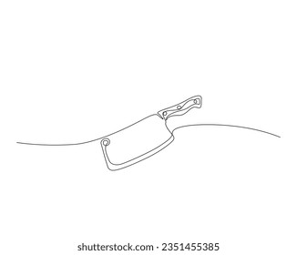 Continuous one line drawing of cleaver. Meat knife outline vector illustration. Editable stroke. 