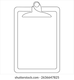 Continuous one line drawing of clipboard with checklist vector illustration