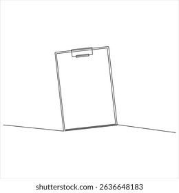 Continuous one line drawing of clipboard with checklist vector illustration