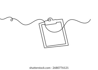 Kontinuierliche einzeilige Zeichnung der Zwischenablage mit einer Checkliste minimalistischen Stil isolieren Umriss Vektorgrafik