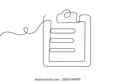 Contínuo uma linha de desenho área de transferência lista de verificação mínimo contorno simples vetor isolado ilustração
