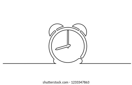 Continuous one line drawing. Clock with arrows icon on white background. Vector illustration for banner, web, design element, template, postcard.