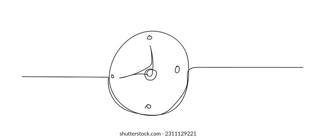 Continuous one line drawing of Clock icon in handdrawn doodle style on white background	