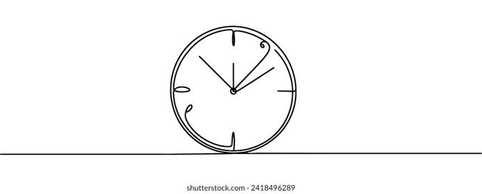 Dibujo continuo de una línea Icono de reloj en fondo blanco.Vector