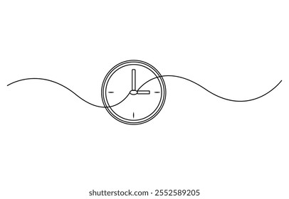 Icono de reloj de dibujo continuo de una línea con estilo dibujado a mano doodle. Despertador continuo de una línea de dibujo, símbolo dibujado reloj. Icono continuo de una línea de arte