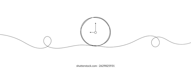 Continuous one line drawing Clock icon on white background. Vector Illustration .EPS 10 .