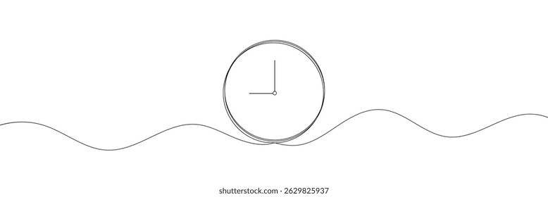 Continuous one line drawing Clock icon on white background. Vector Illustration .EPS 10 .