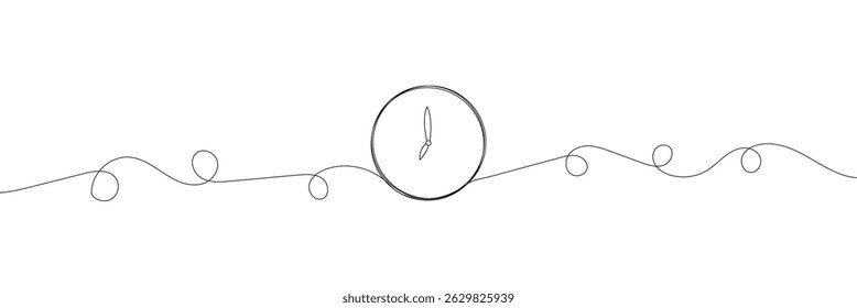 Desenho contínuo de uma linha Ícone de relógio em fundo branco. Ilustração vetorial .EPS 10 .
