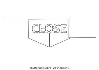 Continuous one line drawing of Closed icon. Single line drawing illustration of Closed logo for store. Business store concept vector art. Doodle line illustration.