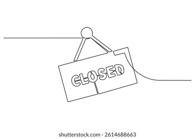 Continuous one line drawing of Closed icon. Single line drawing illustration of Closed logo for store. Business store concept vector art. Doodle line illustration.