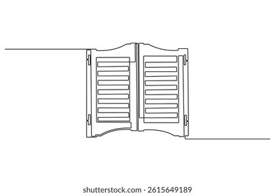 Continuous one line drawing of Closed door. Single line drawing illustration of Classic closed door. Wooden Luxury concept vector art. Doodle line illustration.