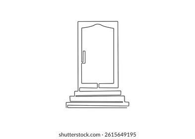 Continuous one line drawing of Closed door. Single line drawing illustration of Classic closed door. Wooden Luxury concept vector art. Doodle line illustration.