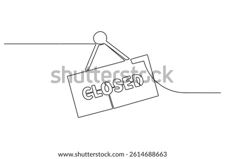 Continuous one line drawing of Closed icon. Single line drawing illustration of Closed logo for store. Business store concept vector art. Doodle line illustration.