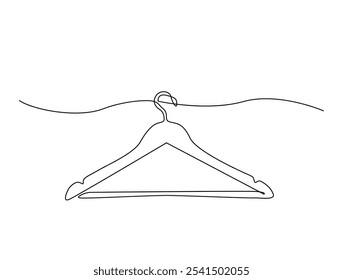 Continuous one line drawing of Clothes hanger. Hanger single line art vector illustration. Editable vector. 
