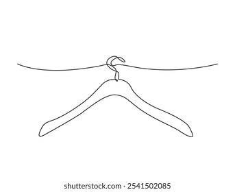 Continuous one line drawing of Clothes hanger. Hanger single line art vector illustration. Editable vector. 
