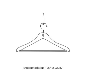 Continuous one line drawing of Clothes hanger. Hanger single line art vector illustration. Editable vector. 
