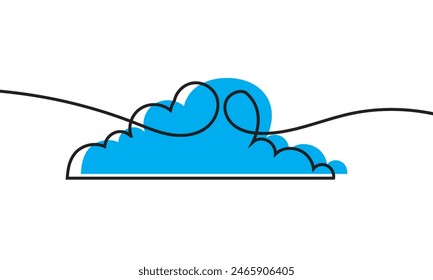 Continuous one line drawing. Cloud  isolated on white background. Vector illustration. EPS 10