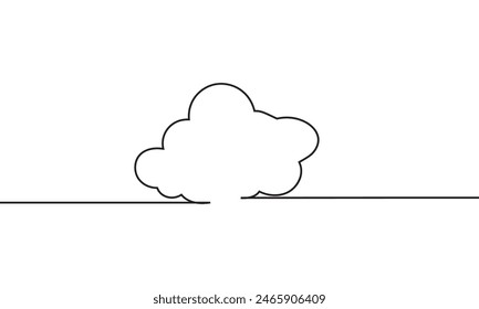 Continuous one line drawing. Cloud  isolated on white background. Vector illustration. EPS 10