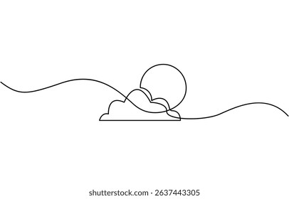 Continuous one line drawing of a cloud isolated, Cloud single line art, continuous one line drawing of Isolated outline vector icon.