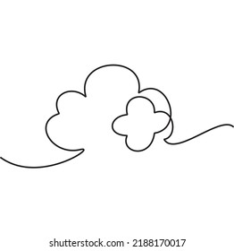 Continuous one line drawing of clouds in the sky on white background. Editable vector illustration of clouds for icon, logo, symbol. Minimalist black linear design isolated on white background. Eps 10