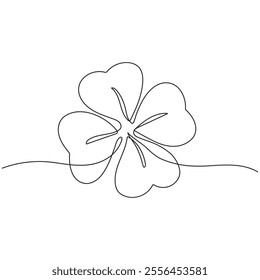 Continuous one line drawing of clover leaf. St. Patrick's Day simbol. Holiday Illustration