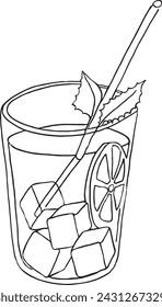 Ilustración vectorial de línea de cóctel de dibujo continuo de una línea