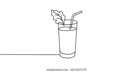 Continuous one line drawing of cocktail negroni isolated on white background. Alcoholic cocktail drink in modern style thin line. Vector illustration