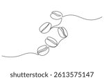 Continuous one line drawing of Coffee bean. Single line drawing illustration of Coffee grain. Coffee shop concept vector art. Doodle line illustration.