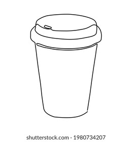 Continuous one line drawing of coffee. Contemporary vector illustration on white background. 