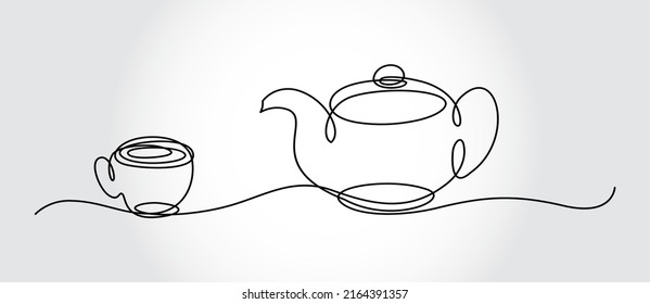 Continuous one line drawing of Coffee pot - Vector icon isolated on white 