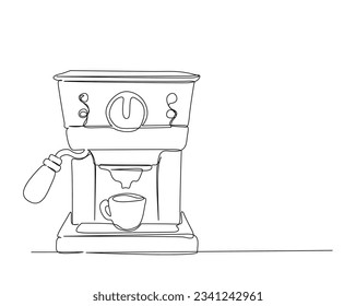 Continuous one line drawing of coffee maker machine. Coffee maker line art vector illustration. Editable stroke.	