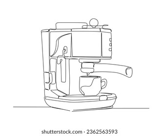 Continuous one line drawing of coffee maker machine. Coffee maker line art vector illustration. Editable stroke.	